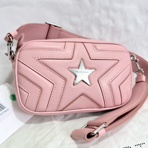 NWT Stella McCartney Quilted Pink Star Camera Crossbody Bag - Picture 2 of 13